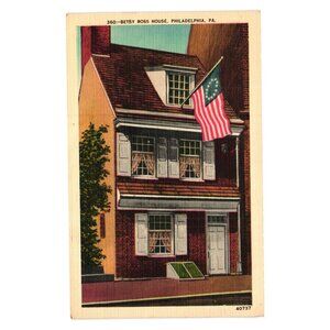 Vintage Betsy Ross House Philadelphia Postcard Linen Tourism Roadside Patriotic
